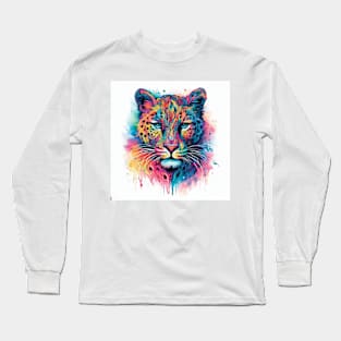 Abstract painting of a wild cougar Long Sleeve T-Shirt